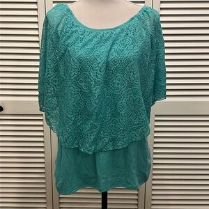 Elegant Teal Lace Women's Top
